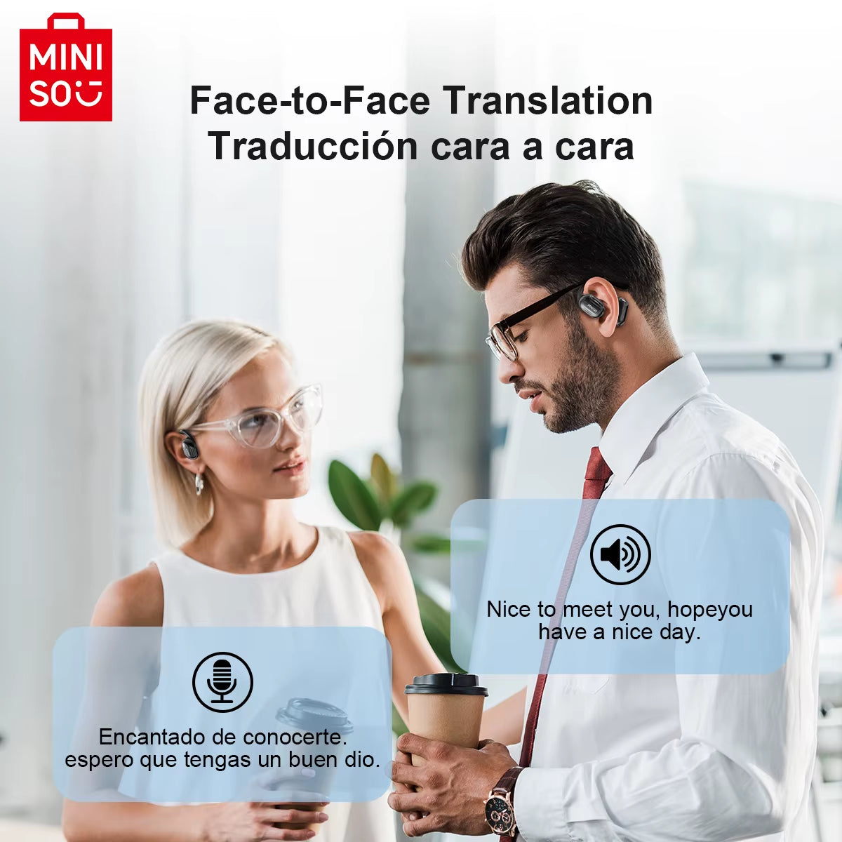MS162 Intelligent Bluetooth Translation Earbuds Wireless Headphones Chat Headset Office Travel,16Mm Driver Unit