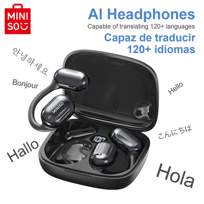 MS162 Intelligent Bluetooth Translation Earbuds Wireless Headphones Chat Headset Office Travel,16Mm Driver Unit
