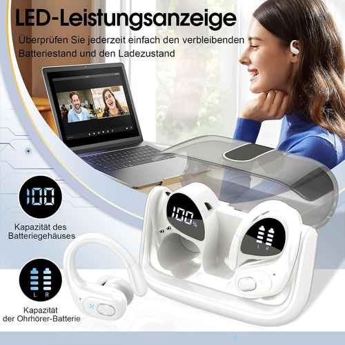 Kabellose Sport-Ohrhörer mit LED-Ladeanzeige