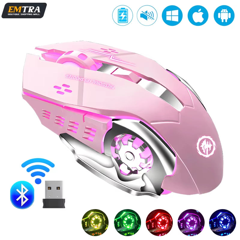 Rechargeable Wireless Mouse Gaming Computer Silent Bluetooth Mouse USB Mechanical E-Sports Backlight PC Gamer Mouse for Computer