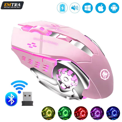 Rechargeable Wireless Mouse Gaming Computer Silent Bluetooth Mouse USB Mechanical E-Sports Backlight PC Gamer Mouse for Computer