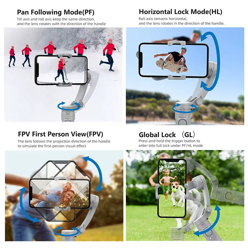 HQ3 3-Axis Gimbal Stabilizer for Smartphone Foldable Handheld Phone Video Record Vlog Anti-Shake Stabilizer for Iphone Android