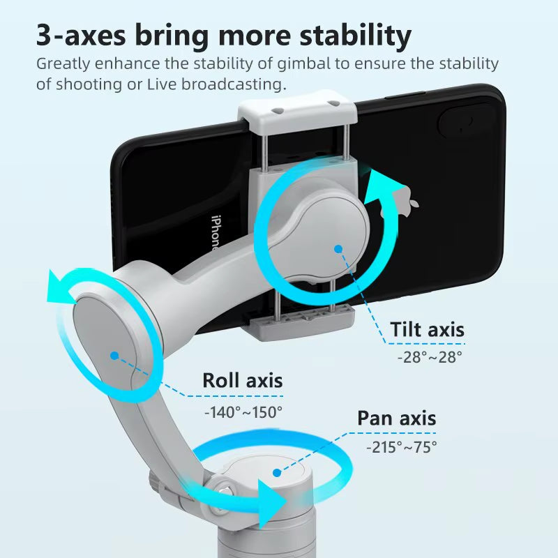 HQ3 3-Axis Gimbal Stabilizer for Smartphone Foldable Handheld Phone Video Record Vlog Anti-Shake Stabilizer for Iphone Android