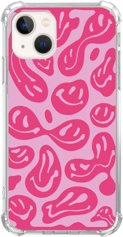 Artistic Hippy Rainbow Smiley Flower Case for iPhone 15 Pro Max