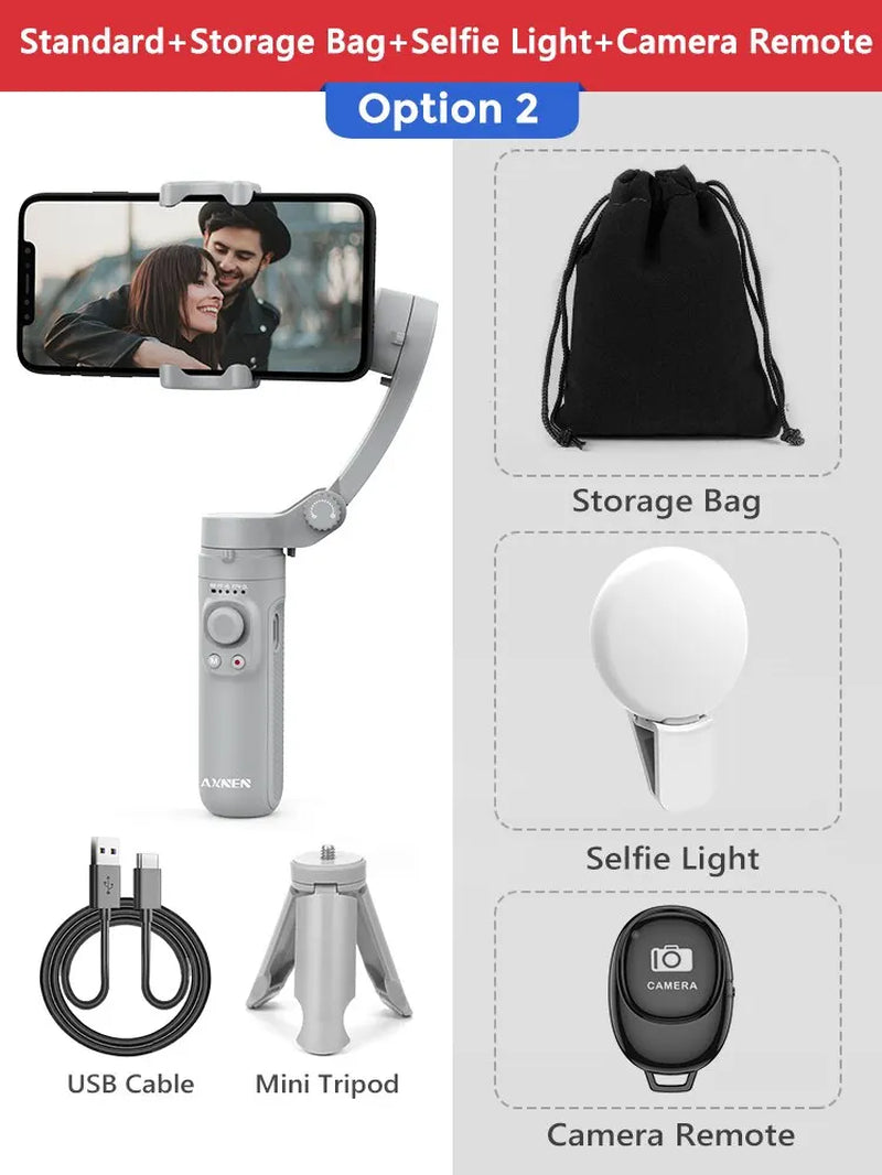 HQ3 3-Axis Gimbal Stabilizer for Smartphone Foldable Handheld Phone Video Record Vlog Anti-Shake Stabilizer for Iphone Android