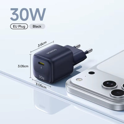 30W Gan Charger PD Charger for Iphone 17 16 15 14 13 12 Max Fast Charger PD3.0 QC3.0 Phone Charger Type C Tablets Charger