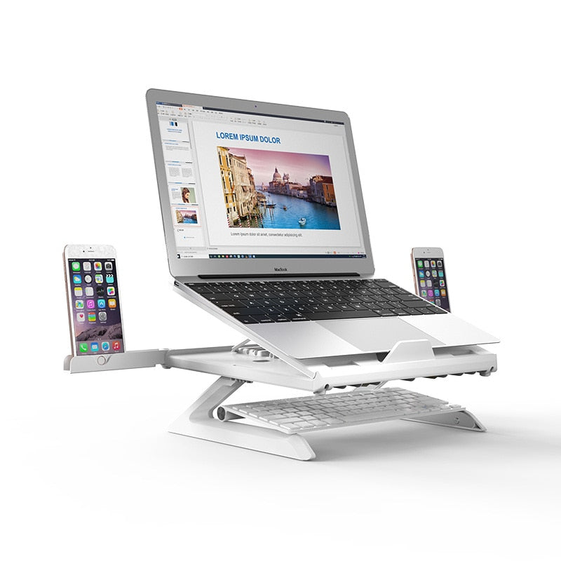 Aluminum Laptop Stand with Adjustable Height and Foldable Design