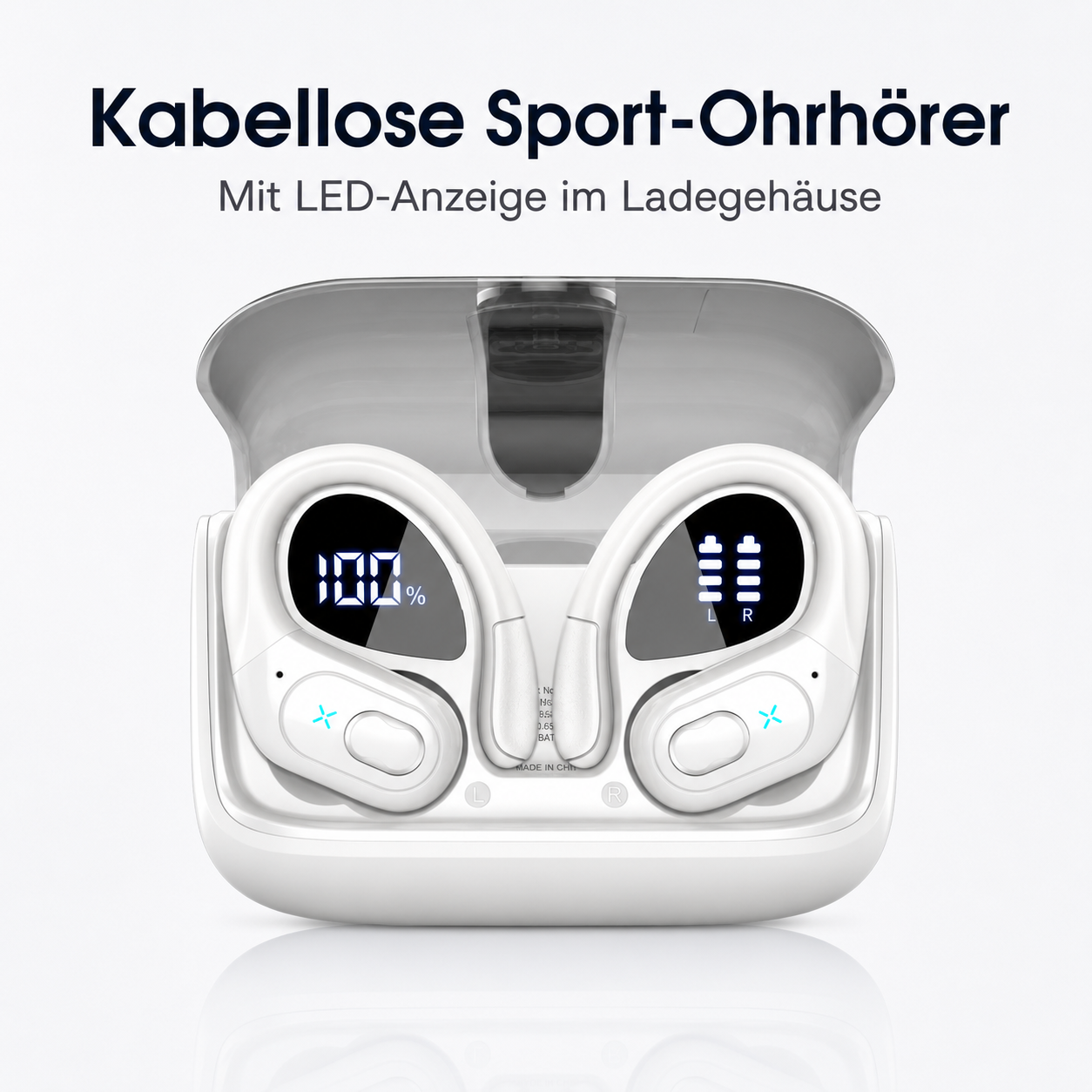 Kabellose Sport-Ohrhörer mit LED-Ladeanzeige
