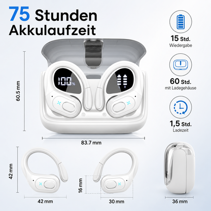 Kabellose Sport-Ohrhörer mit LED-Ladeanzeige