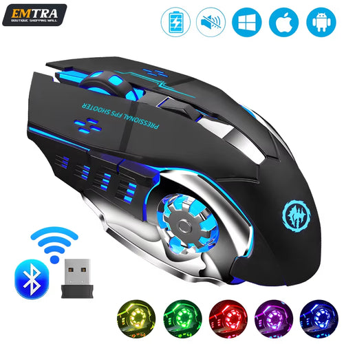 Rechargeable Wireless Mouse Gaming Computer Silent Bluetooth Mouse USB Mechanical E-Sports Backlight PC Gamer Mouse for Computer