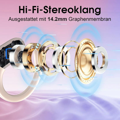 Bluetooth Kopfhörer V5.3 Sport in Ear Mikrofon LED Anzeige Fitness Joggen Auto