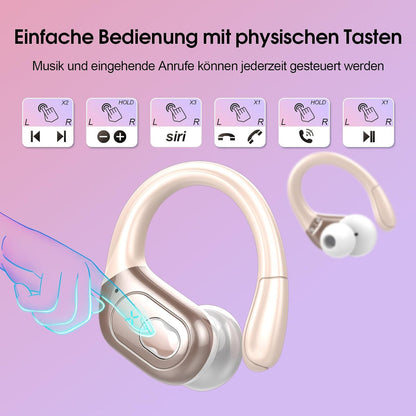 Bluetooth Kopfhörer V5.3 Sport in Ear Mikrofon LED Anzeige Fitness Joggen Auto