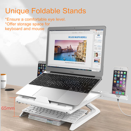 Aluminum Laptop Stand with Adjustable Height and Foldable Design