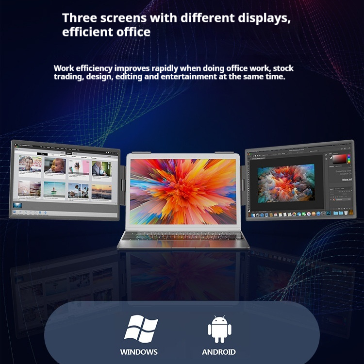 Laptop-Bildschirmerweiterung mit 2 Displays