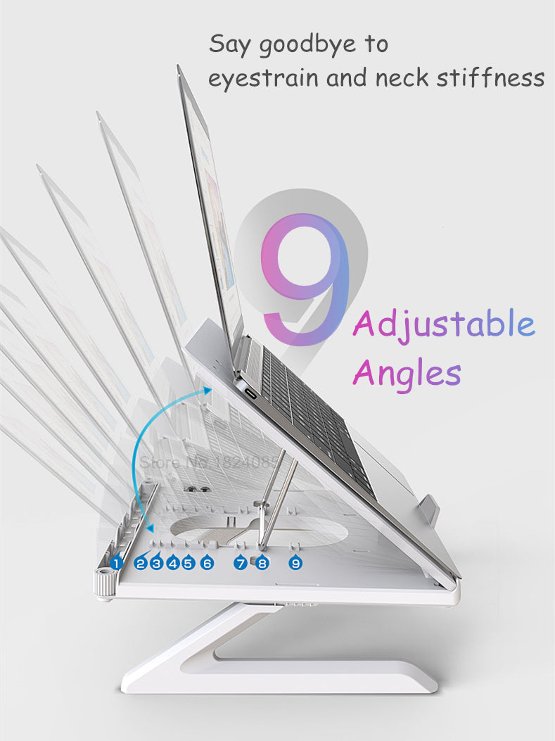 Aluminum Laptop Stand with Adjustable Height and Foldable Design