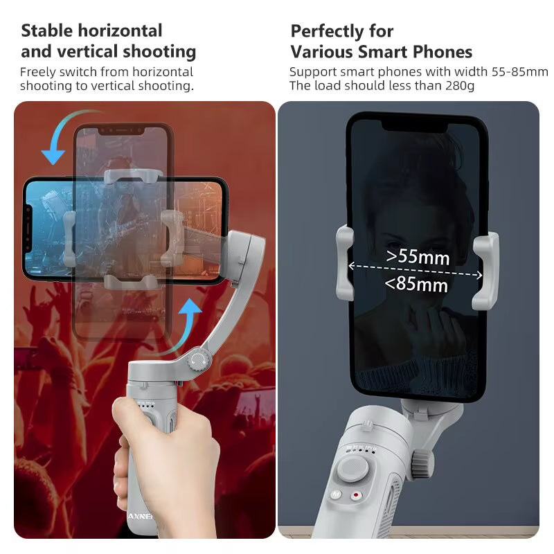HQ3 3-Axis Gimbal Stabilizer for Smartphone Foldable Handheld Phone Video Record Vlog Anti-Shake Stabilizer for Iphone Android